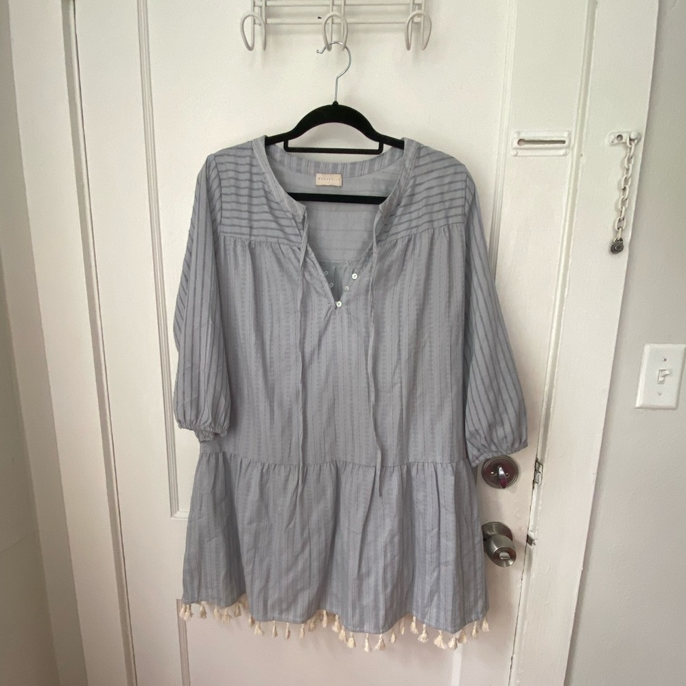 Matabele blue tasseled coverup dress
